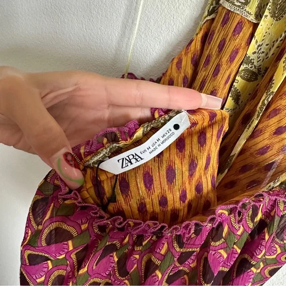 NWT Zara chemise geometric boho hippie open back halter top - Picture 7 of 7
